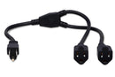 HOSA - Power Extension Y Cable, Dual NEMA 5-15R to NEMA 5-15P, 14 AWG x 3 OFC
