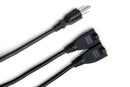 HOSA - Power Extension Y Cable, Dual NEMA 5-15R to NEMA 5-15P, 18 AWG x 3 OFC