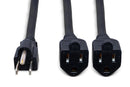HOSA - Power Extension Y Cable, Dual NEMA 5-15R to NEMA 5-15P, 18 AWG x 3 OFC