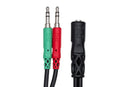 HOSA - Headset/Mic Breakout Cable, 3.5 mm TRRSF to Dual 3.5 mm TRS