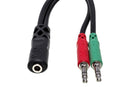 HOSA - Headset/Mic Breakout Cable, 3.5 mm TRRSF to Dual 3.5 mm TRS