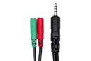 HOSA - Headset/Mic Breakout Cable, 3.5 mm TRRS to Dual 3.5 mm TRSF