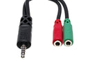 HOSA - Headset/Mic Breakout Cable, 3.5 mm TRRS to Dual 3.5 mm TRSF
