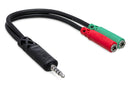 HOSA - Headset/Mic Breakout Cable, 3.5 mm TRRS to Dual 3.5 mm TRSF
