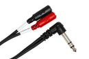 HOSA - Stereo Breakout, Right-angle 1/4 in TRS to Dual 3.5 mm TRSF
