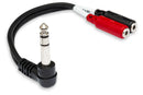HOSA - Stereo Breakout, Right-angle 1/4 in TRS to Dual 3.5 mm TRSF