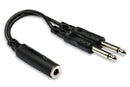 HOSA - Y Cable, 1/4 in TSF to Dual 1/4 in TS