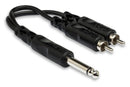 HOSA - Y Cable, 1/4 in TS to Dual RCA