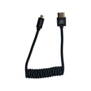Blackhawk Coiled Micro HDMI to Full HDMI Cable, 12 inch to 24 inch, Micro-HDMI Type-D Male to Full HDMI Type-A Male, 4K 60hz and 3D, Nylon Braided, Black