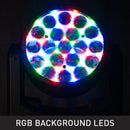 ADJ Vizi Pix Z19, Moving Head Wash Fixture, 19 x 30 Watt RGBL, Full Pixel Control, RGB Background with Full Pixel Control, RGB Outer Ring, Aria X2