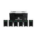 ADJ Mirage Q6 Pak Black, Pack Includes Six IP65 Battery Powered Fixtures with Black Finish, 4 x 10 Watt RGBA LEDs, 11 Degree