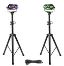 VocoPro DYNAMIC-DUO - All-In-One Dual Rave Light package with Auto Sound Detection, DMX connection, and Two Tripod Stands