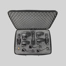 Shure PGADRUMKIT7, 7PC DRUMKIT PGA52, 57, 56(X3), 81(X2), 7-piece drum mic kit including 1-PGA52, 3-PGA56, 1-PGA57, 2-PGA81, 3-A25D stand adapters, 3-AP56DM drum mounts, 7 Xlr-xlr cables, case