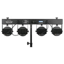 Eliminator Dotz TPar Sys Plus, Portable Par Lighting System, Includes 4 x 30 Watt COB RGB LEDs, Tripod Stand, Foot Controller, RF Remote, and Travel Bag