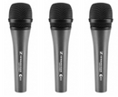 SENNHEISER 3-PACK e 835 Handheld microphone set with (3) e 835 (cardioid, dynamic), (3) MZH 800 clips and (3) carrying pouches (3