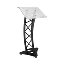 Global Truss GT-LECTERN PRO BLK, Curved Aluminum Truss Lectern with Acrylic Reading Surface, Black