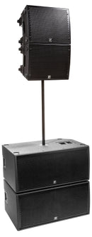 Paraline 2x 15” Powered Subwoofer 2800 watts peak – powered – compact stackable active subwoofer -- 2 x 12” front loaded woofers, with casters.