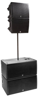 Paraline 2x 15” Powered Subwoofer 2800 watts peak – powered – compact stackable active subwoofer -- 2 x 12” front loaded woofers, with casters and fly points.