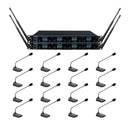 VocoPro UDX-CONFERENCE-16 - Professional Digital UHF PLL Wireless Mic System with Sixteen Gooseneck Podium Microphones