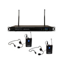VocoPro UDX-DUAL-BODYPACK, Professional Digital UHF PLL Wireless Mic System with Two Headset Mics and Bodypack Transmitters