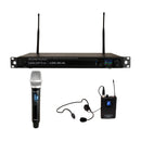 VocoPro UDX-DUAL-COMBO, Professional Digital UHF PLL Wireless Mic System with One Handheld Vocal Microphone and One Headset Microphone with Bodypack Transmitter