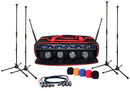 VocoPro UHF-5800-XL, Professional 4 Channel UHF Wireless Microphone System with Mic Stands