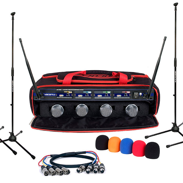 VocoPro UHF-5800-XL - Professional 4 Channel UHF Wireless Microphone S