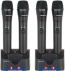 VocoPro UHR-10 - 4 UHF Handheld Rechargeable Microphones with Charging Stations (Freq. 9E, 9F, 9G, 9H)